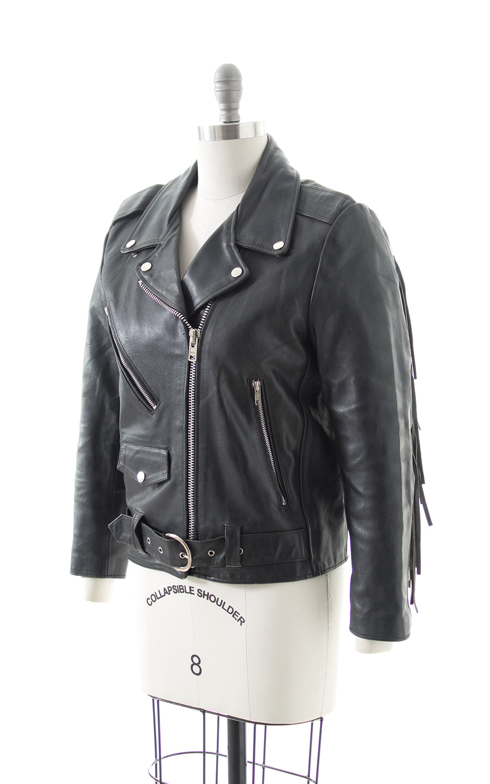 1980s Fringe Leather Moto Jacket BirthdayLifeVintage
