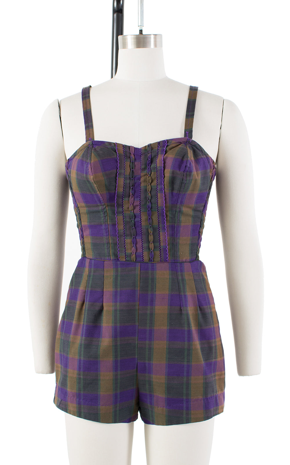 1950s Purple Plaid Cotton Romper | small