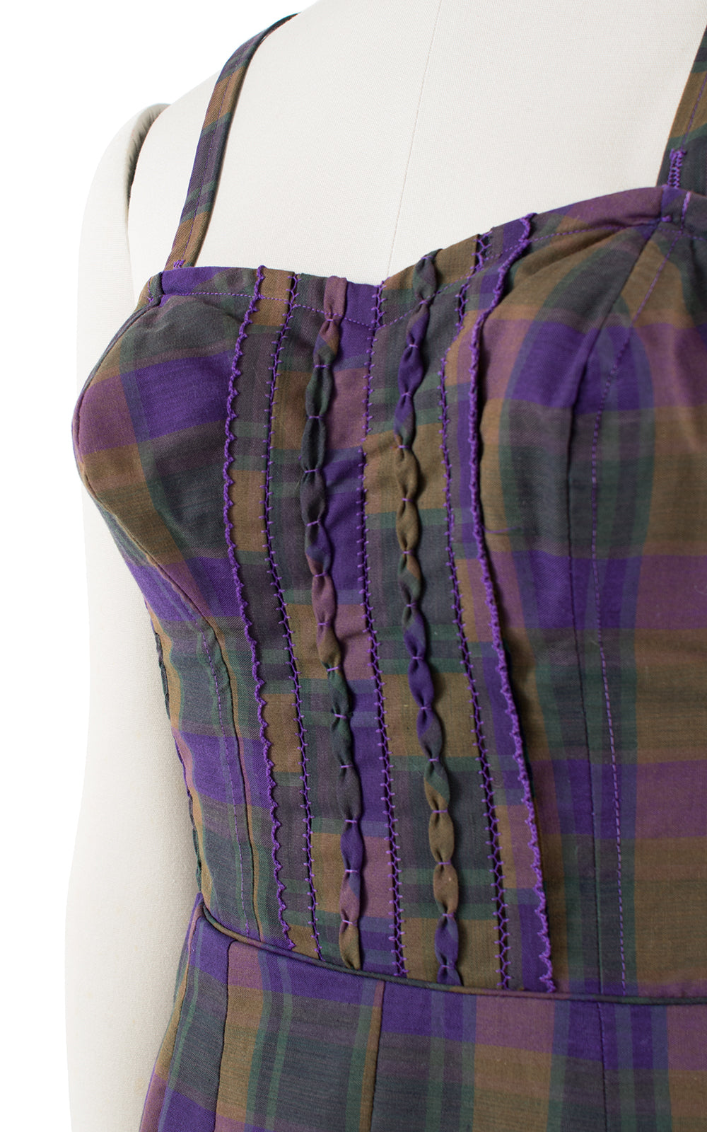 1950s Purple Plaid Cotton Romper | small