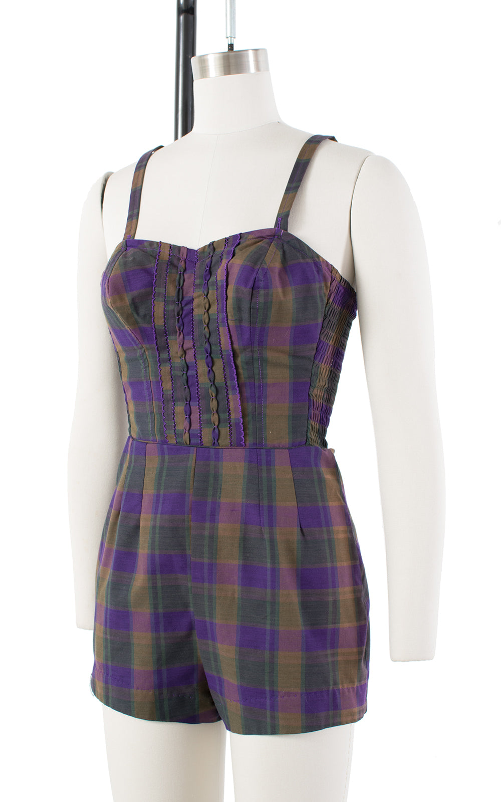 1950s Purple Plaid Cotton Romper | small