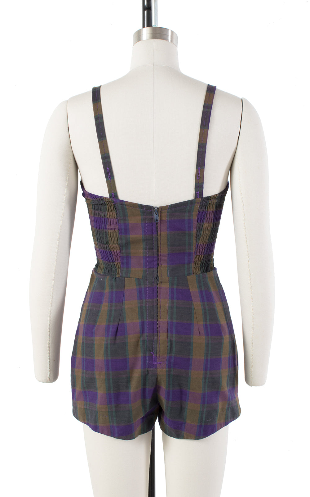 1950s Purple Plaid Cotton Romper | small