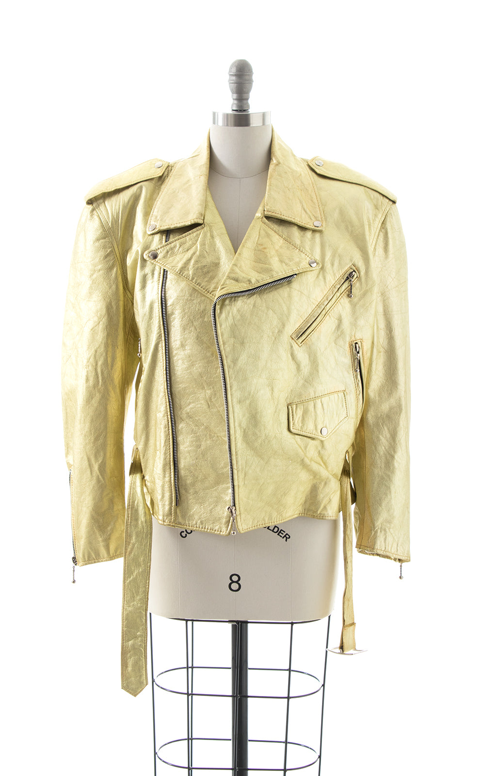 1980s Metallic Gold Leather Moto Jacket BirthdayLifeVintage