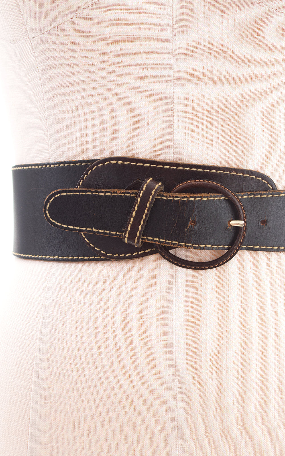 1990s Black Leather Cinch Belt