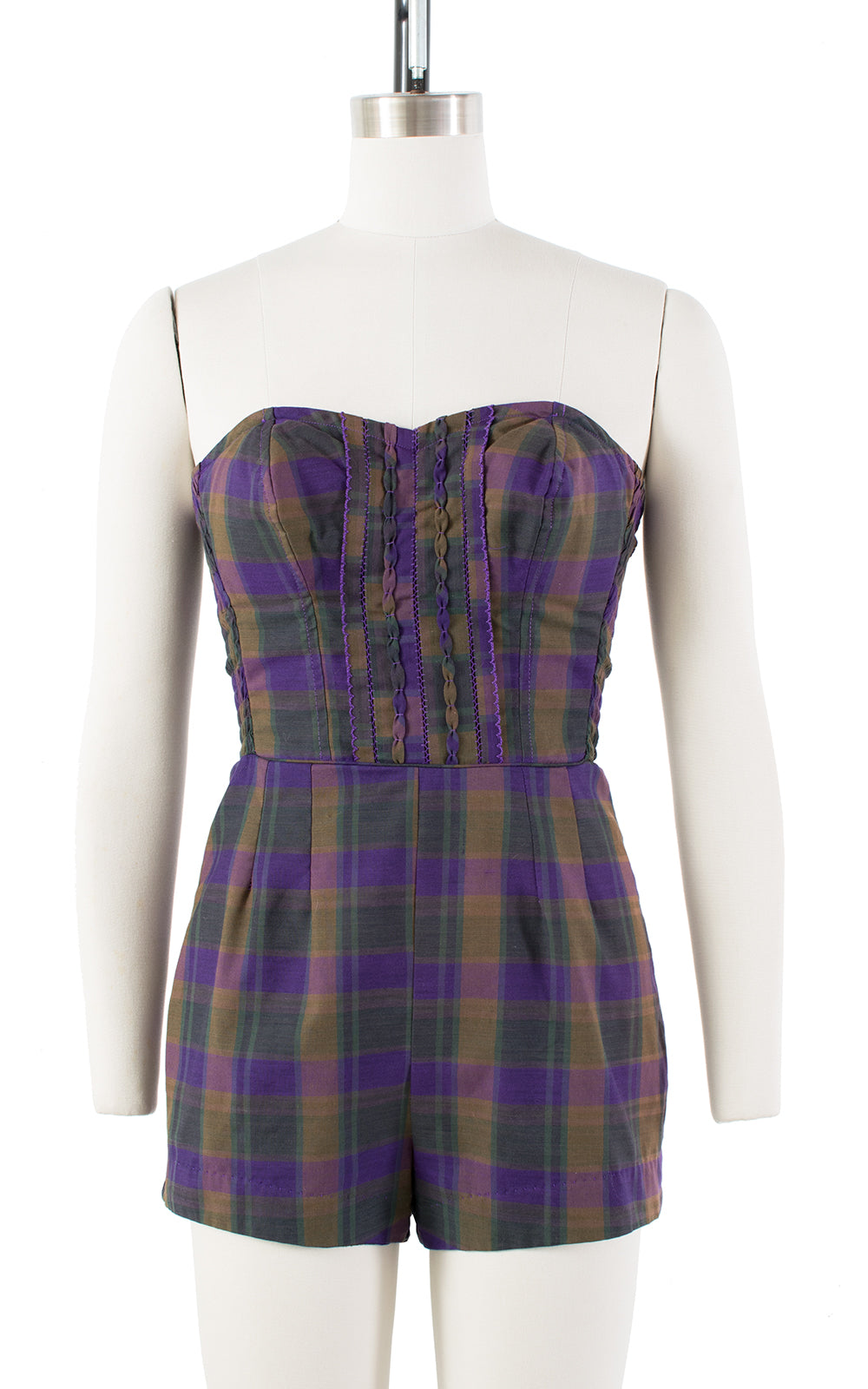 1950s Purple Plaid Cotton Romper | small