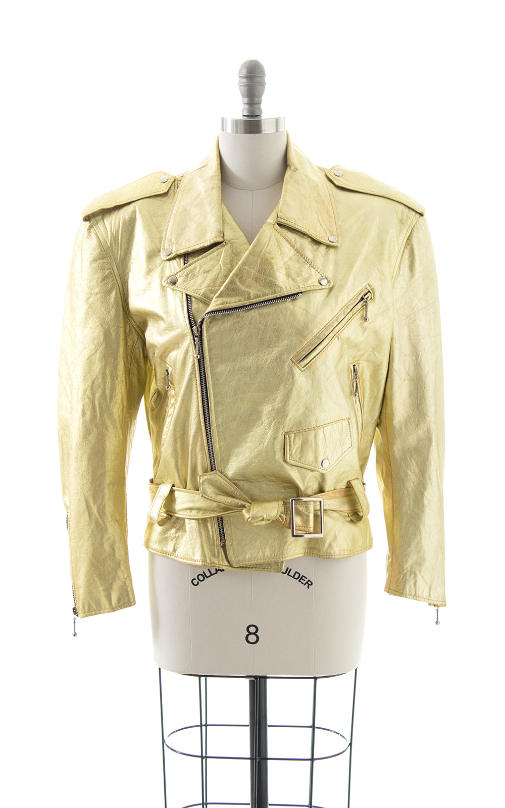 1980s Metallic Gold Leather Moto Jacket BirthdayLifeVintage