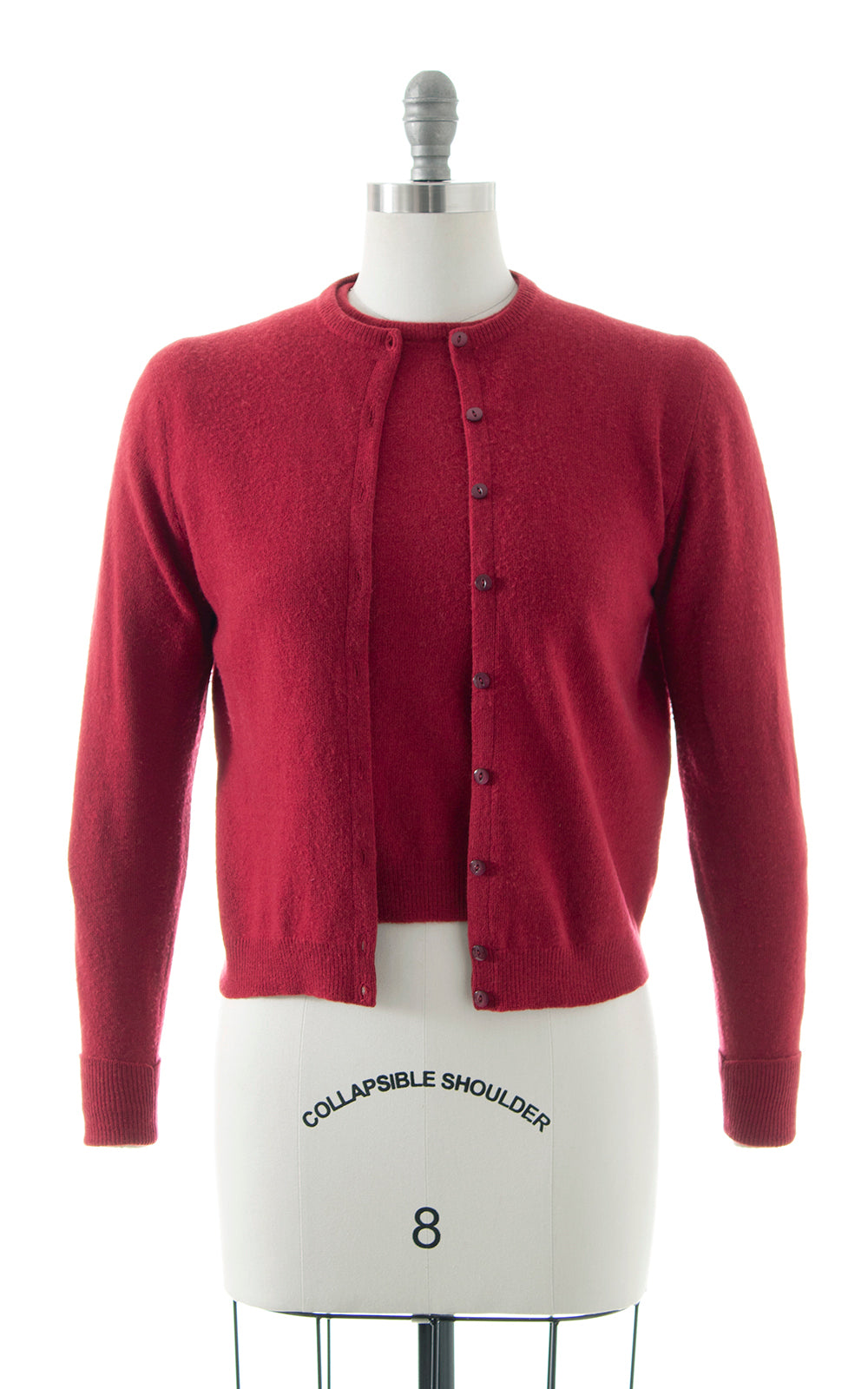 1940s Cranberry Cashmere Knit Sweater Set | small/medium