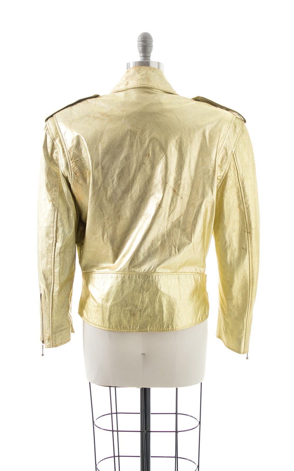 1980s Metallic Gold Leather Moto Jacket BirthdayLifeVintage