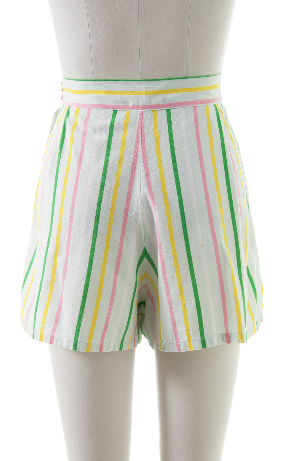 1940s Striped Cotton Pleated Shorts