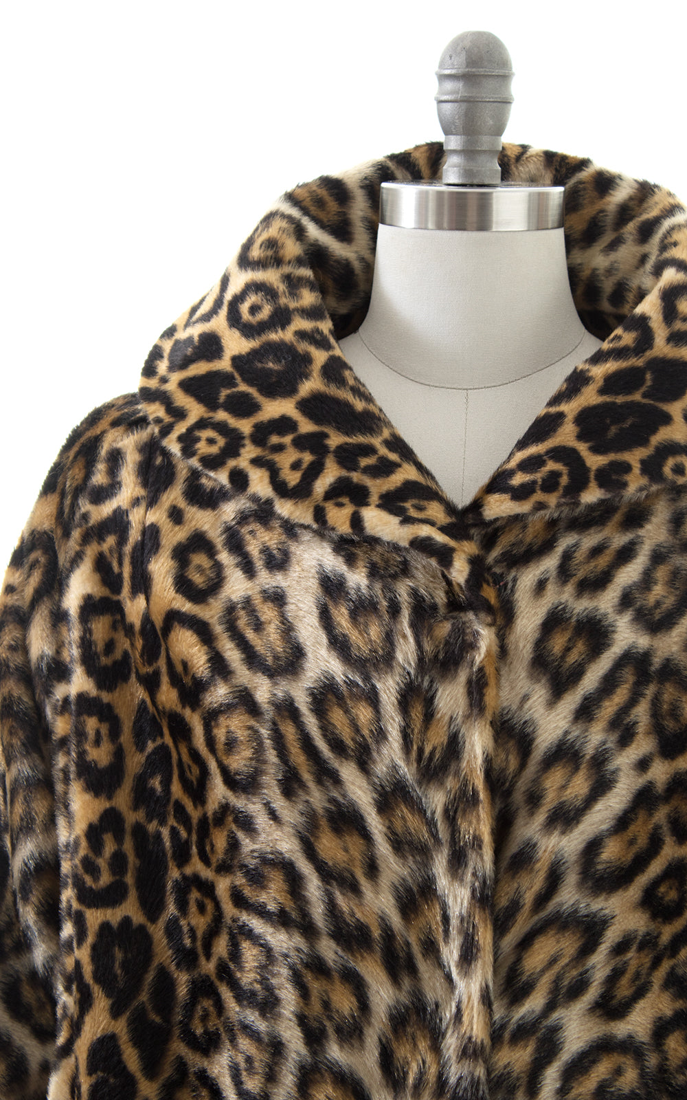 1950s Leopard Print Faux Fur Swing Coat