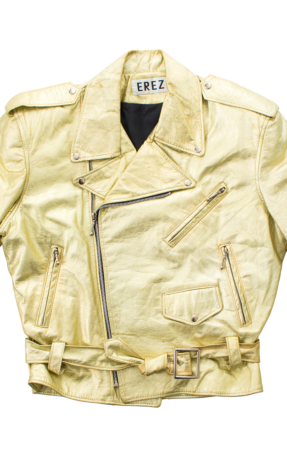 1980s Metallic Gold Leather Moto Jacket BirthdayLifeVintage