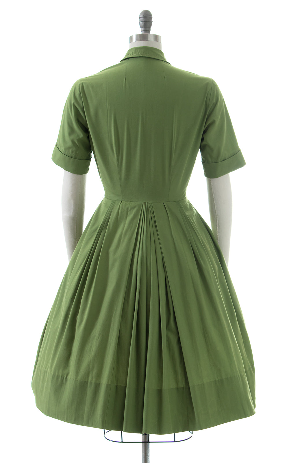 1950s Green Cotton Shirtwaist Dress