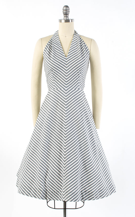 1950s Chevron Striped Cotton Halter Sundress | small