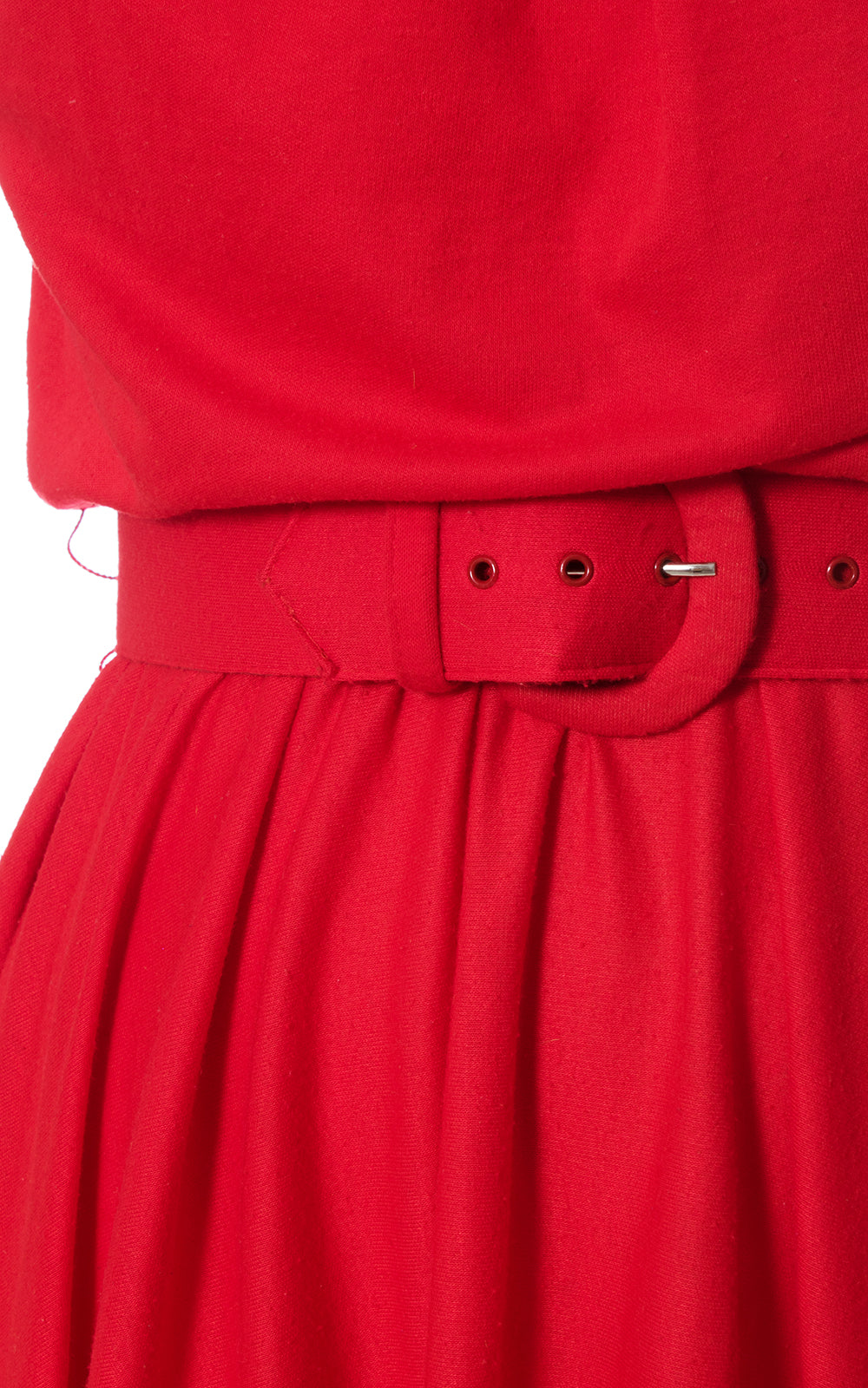 1980s Red Jersey Knit Dress with Pockets