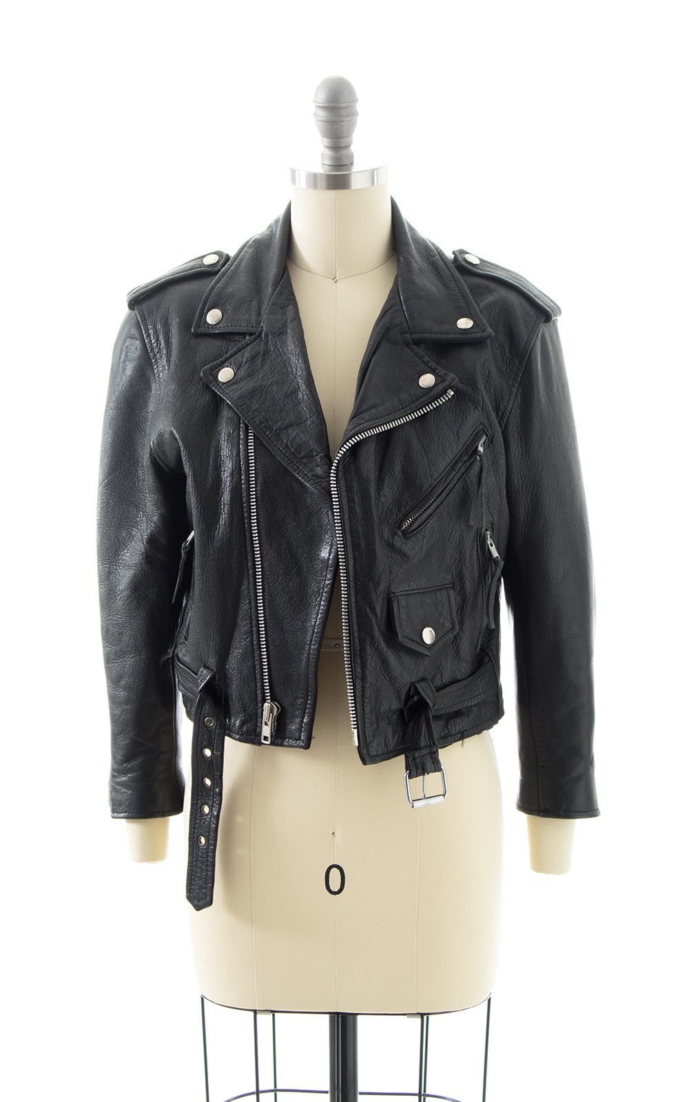 1980s First Brand Cropped Leather Moto Jacket BirthdayLifeVintage