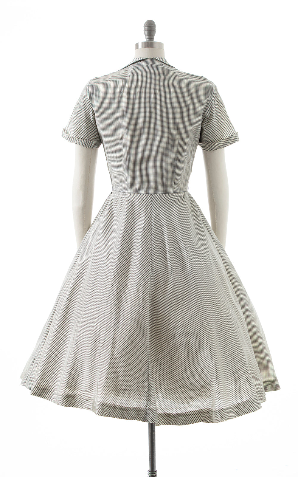 1950s Windowpane Plaid Shirtwaist Dress | small