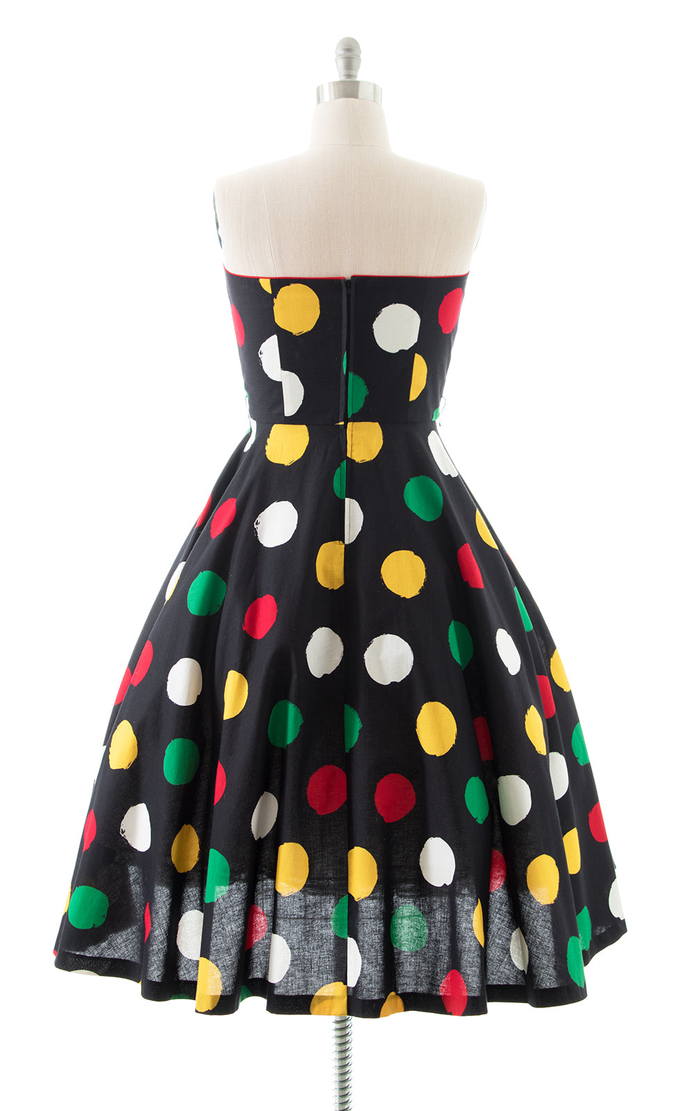 1980s Polka Dot Strapless Sundress with Pockets BirthdayLifeVintage