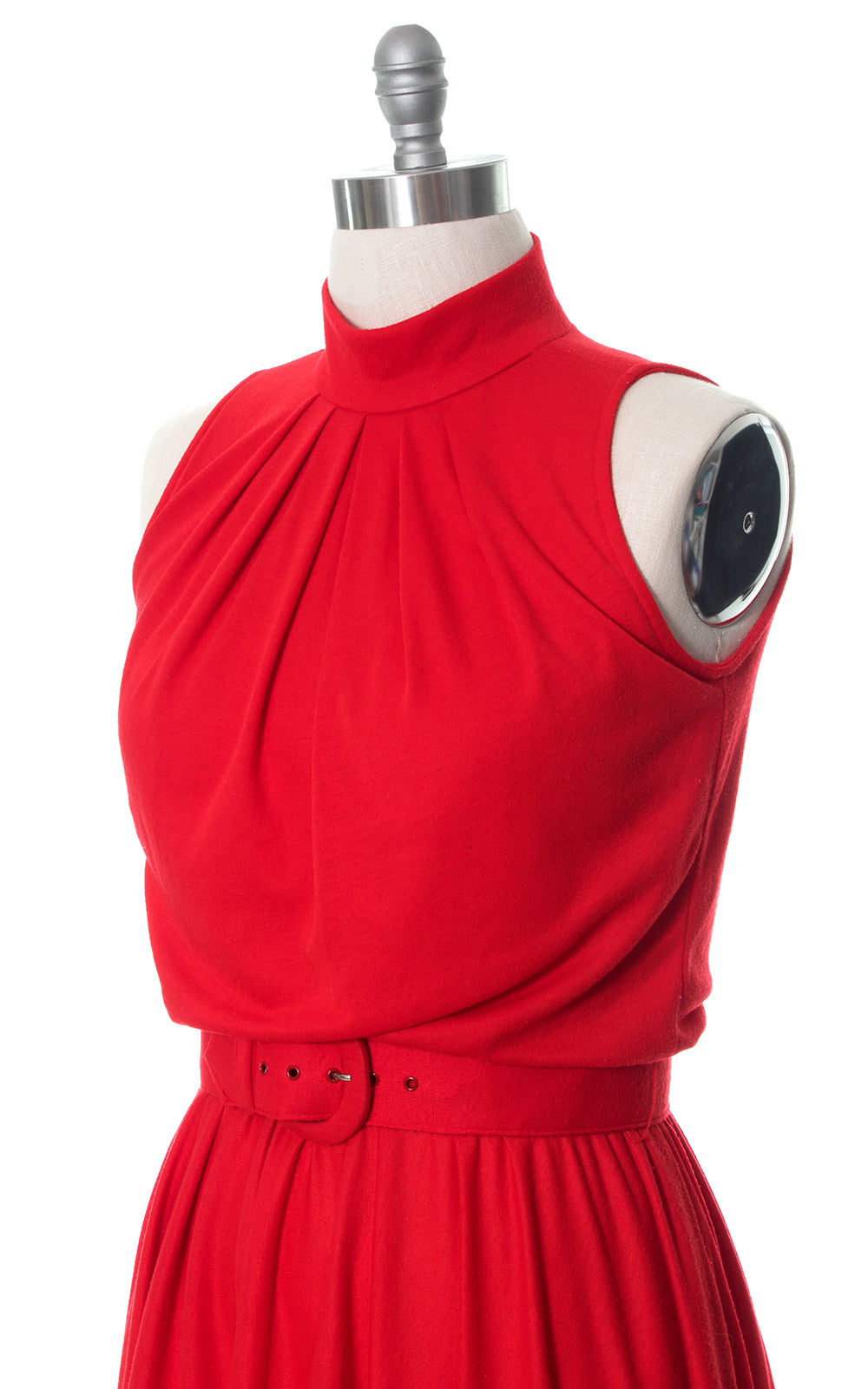 1980s Red Jersey Knit Dress with Pockets