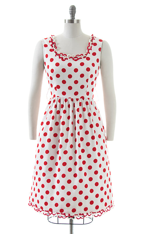 1970s OSCAR DE LA RENTA Polka Dot Cotton Sundress | small/medium