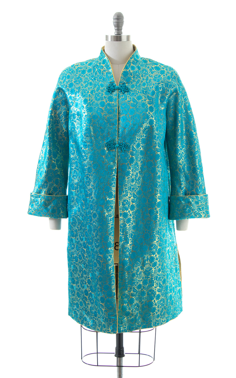 1950s REVERSIBLE Metallic Floral Brocade Evening Coat 