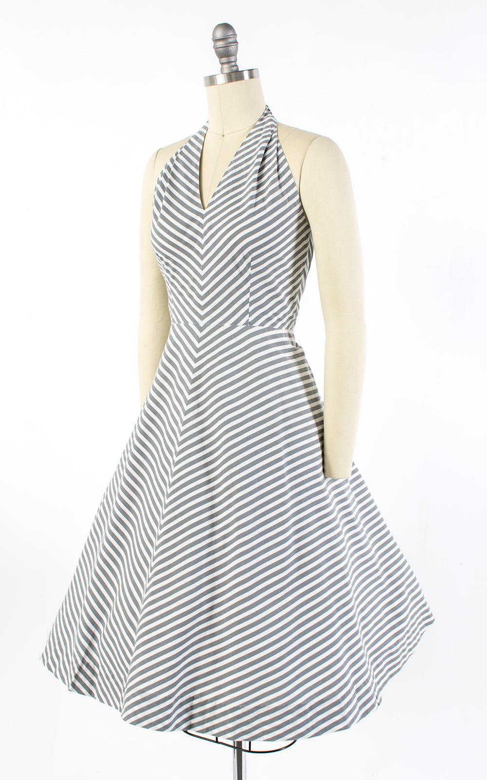 1950s Chevron Striped Cotton Halter Sundress | small