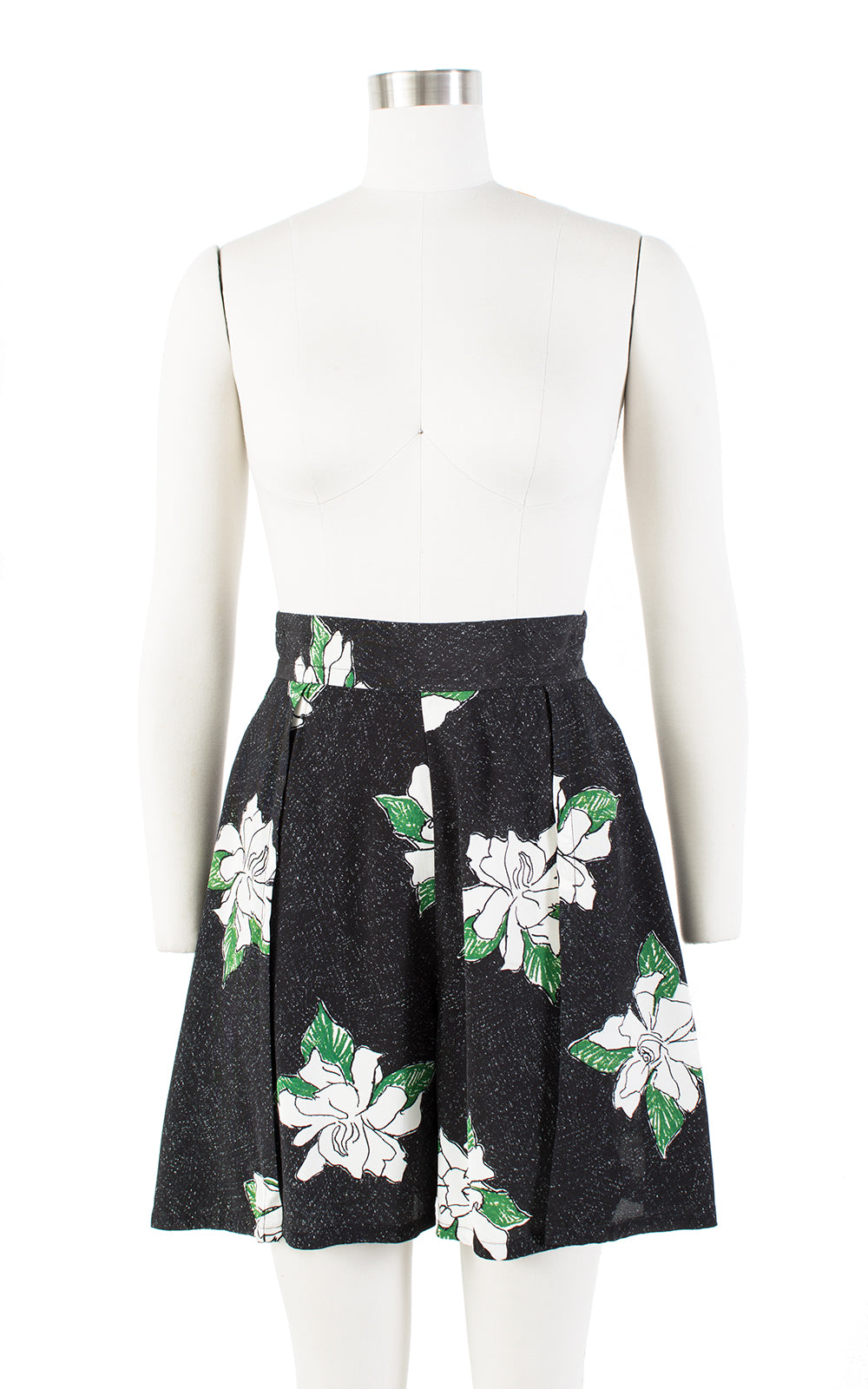 1930s Style Floral Rayon Shorts with Slits | x-small