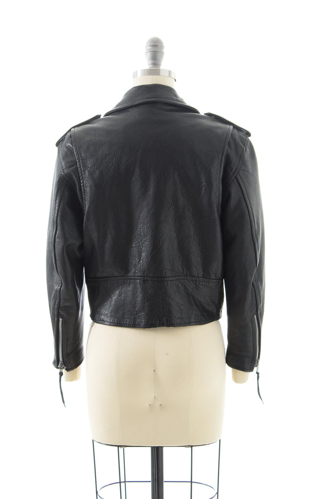 1980s First Brand Cropped Leather Moto Jacket BirthdayLifeVintage