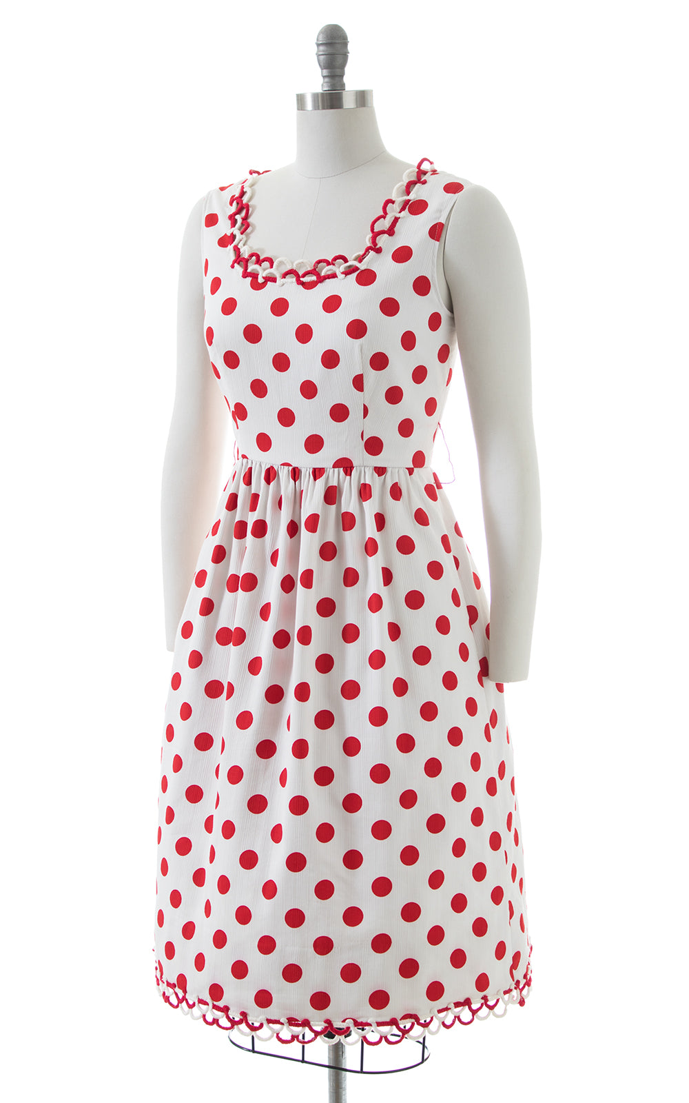 1970s OSCAR DE LA RENTA Polka Dot Cotton Sundress | small/medium