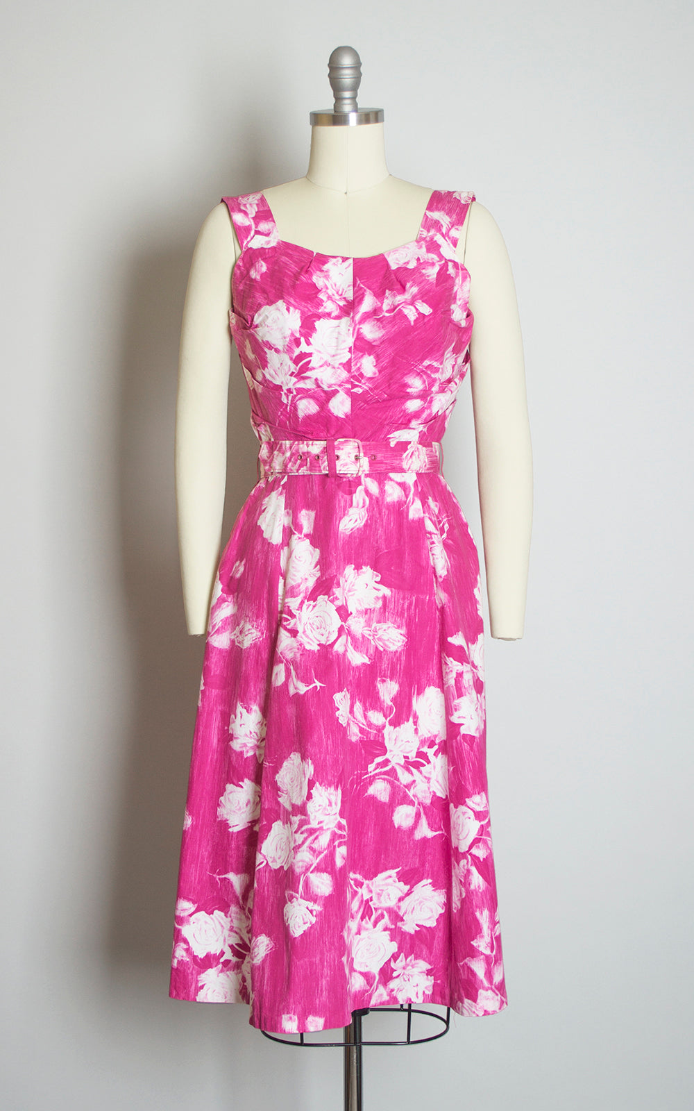 $50 & UNDER SALE ||  1950s Pink Rose Cotton Sundress and Bolero Set | x-small