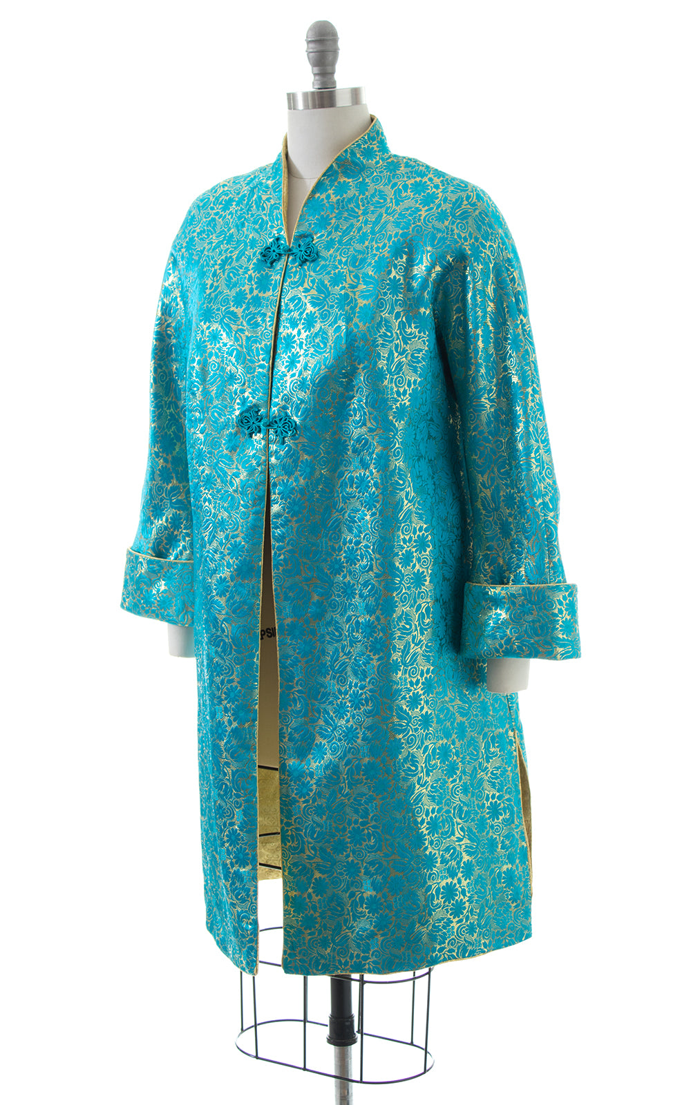 1950s REVERSIBLE Metallic Floral Brocade Evening Coat 