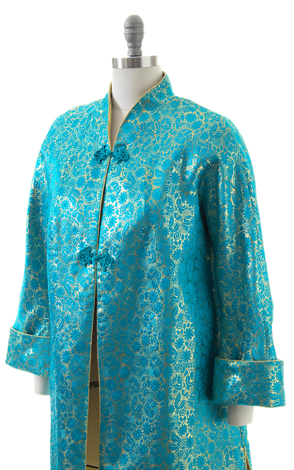 1950s REVERSIBLE Metallic Floral Brocade Evening Coat 