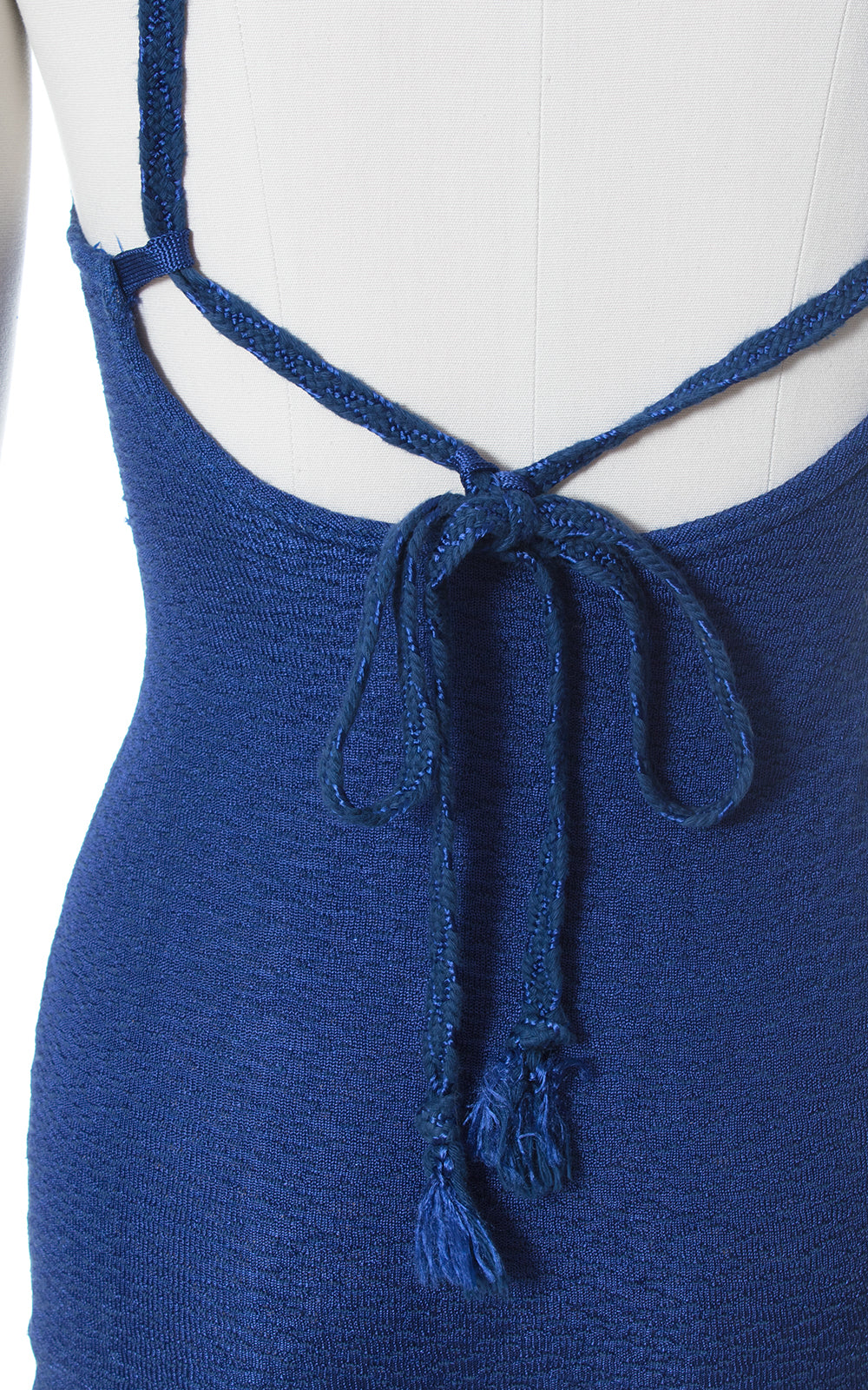 1930s Deadstock Blue Knit Strappy Open Back Swimsuit