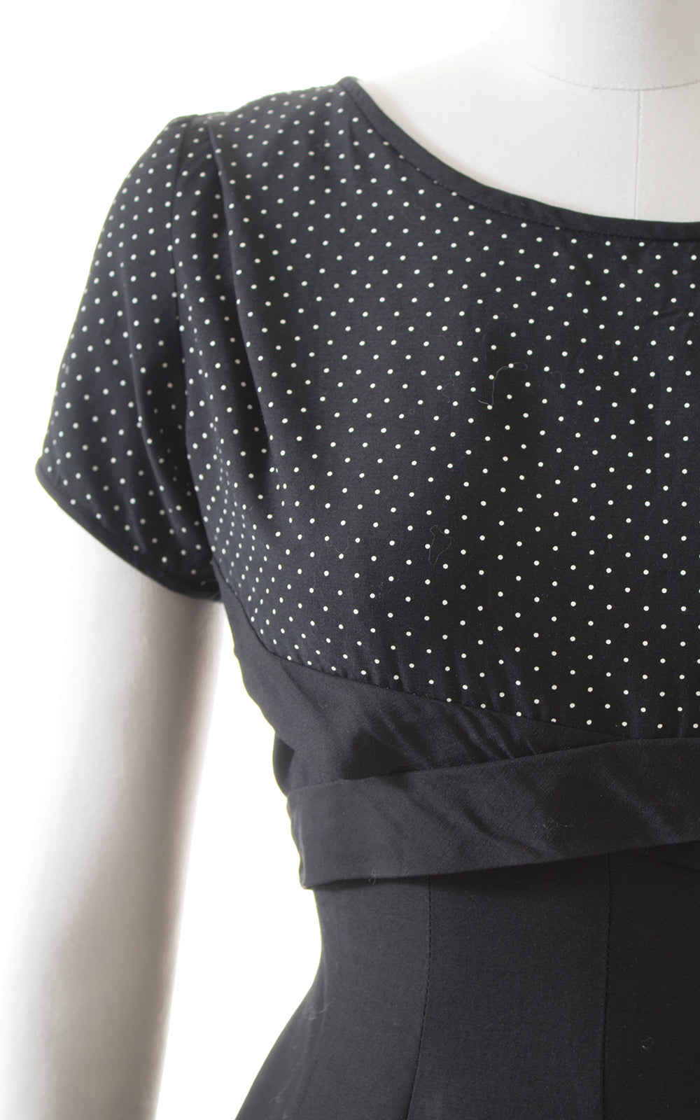 1950s Polka Dot Black Swing Dress | medium Birthday Life Vintage 1950s Polka Dot Black Swing Dress | medium Birthday Life Vintage