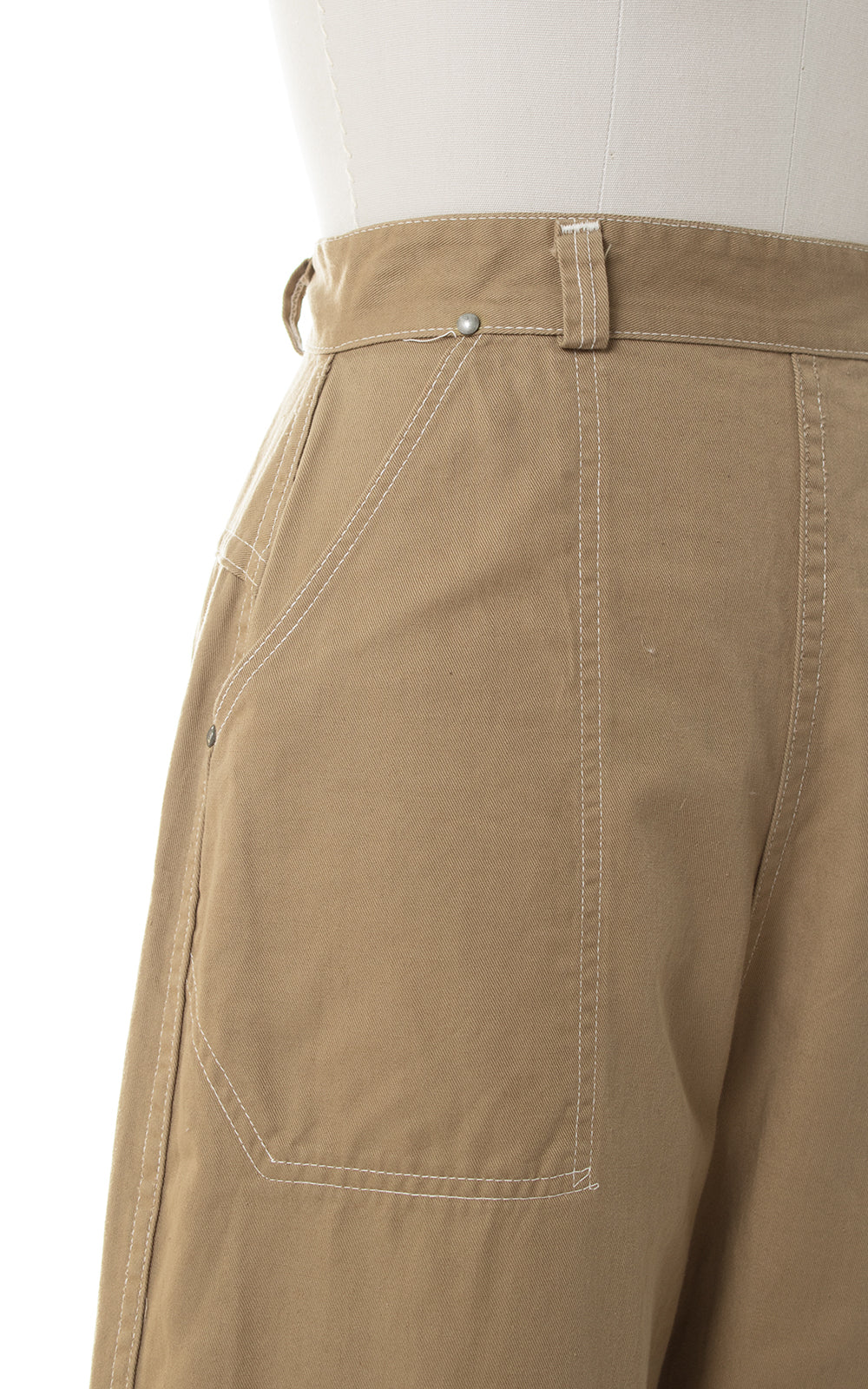 1950s Khaki High Waist Capri Pants