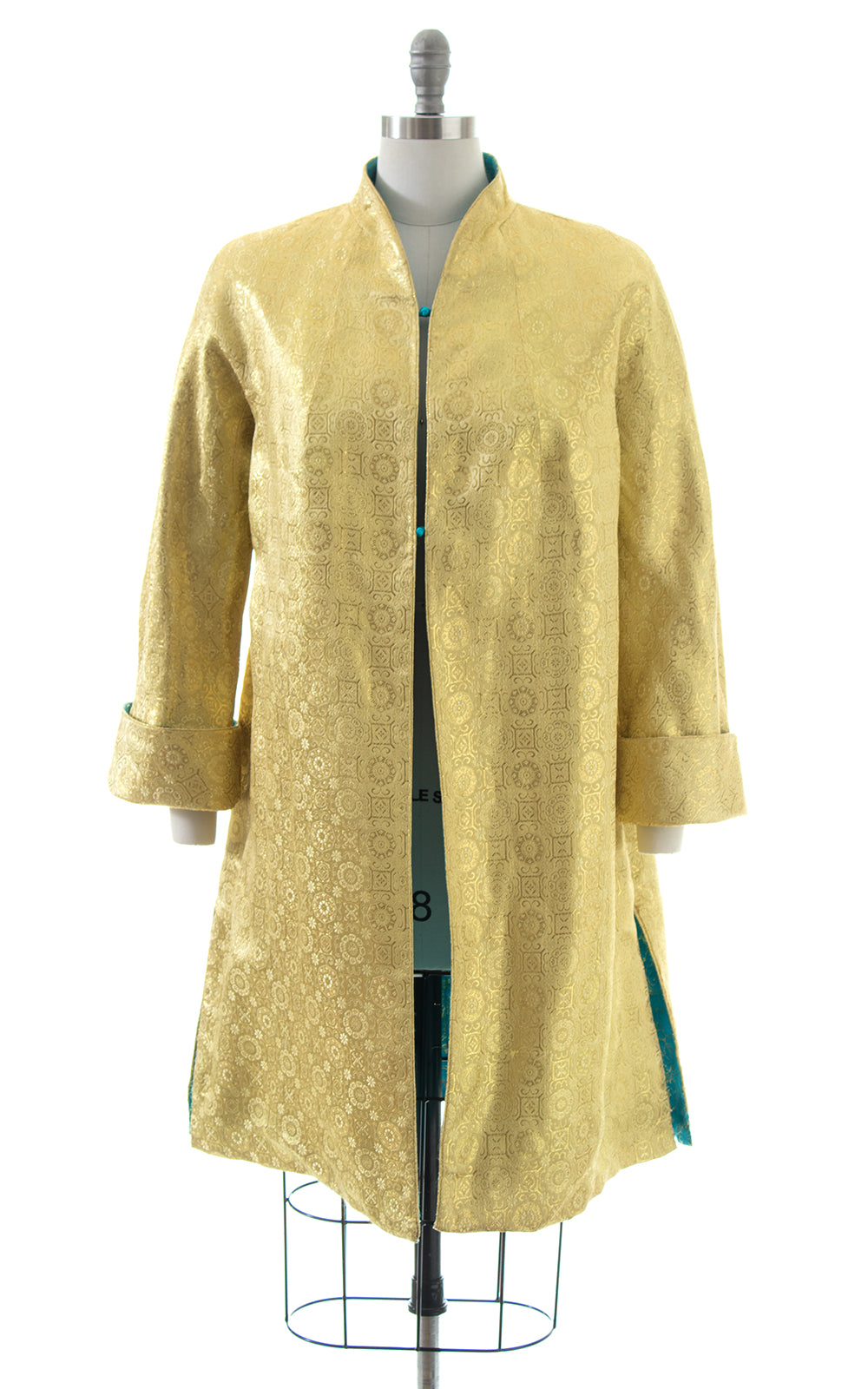 1950s REVERSIBLE Metallic Floral Brocade Evening Coat 