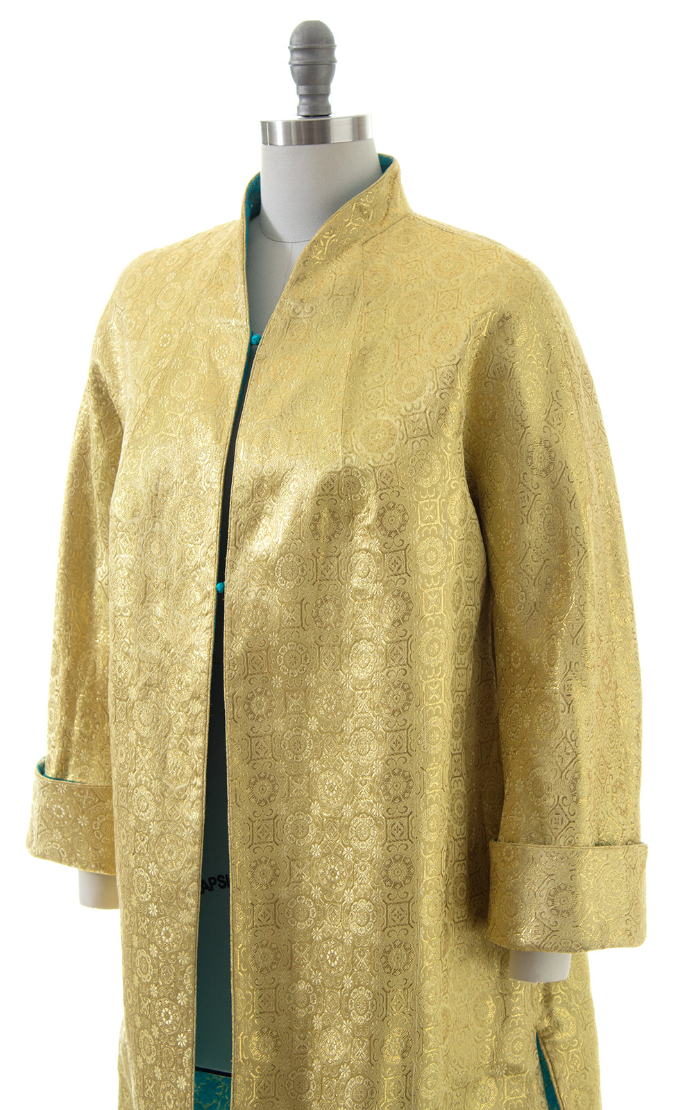 1950s REVERSIBLE Metallic Floral Brocade Evening Coat 