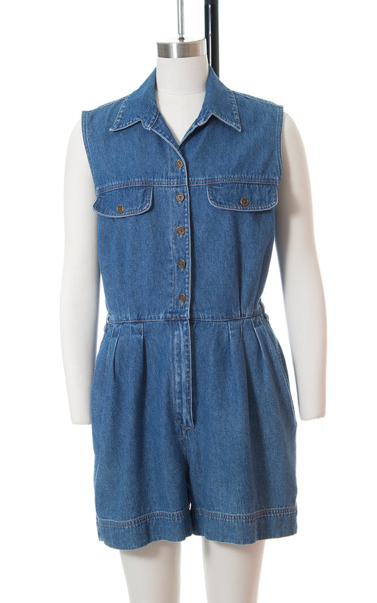 1990s Denim Romper with Pockets