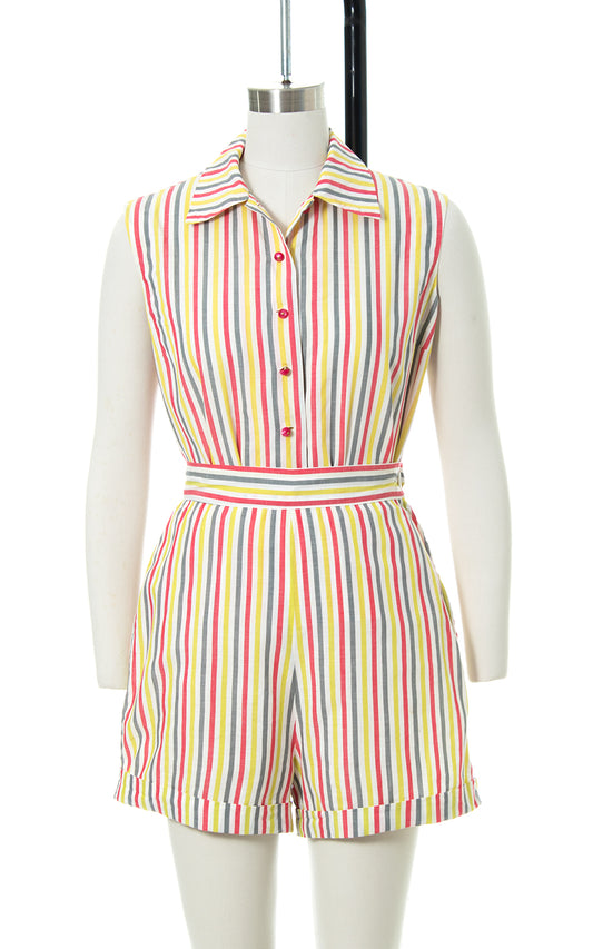 1950s Striped Blouse & Shorts Set