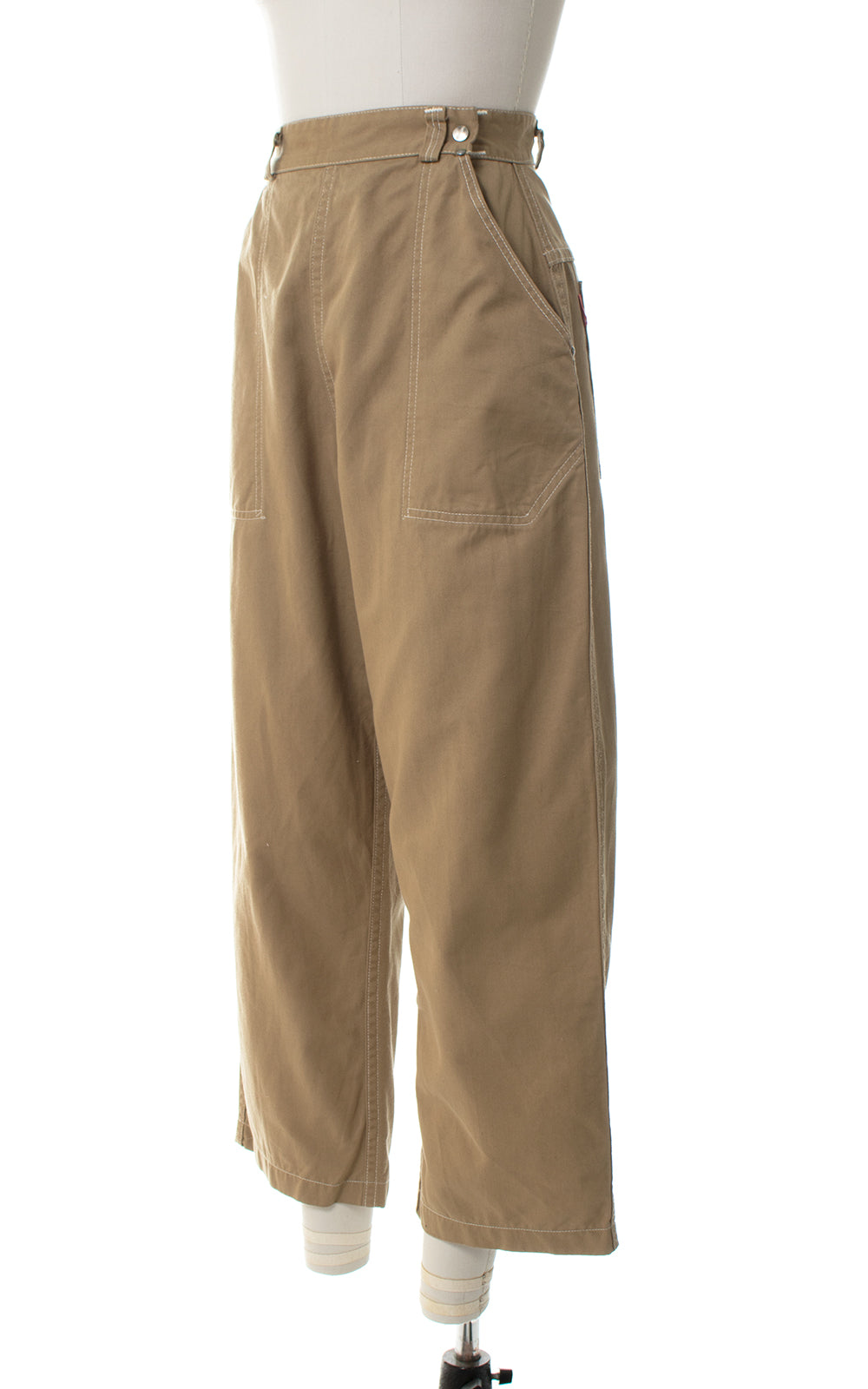 1950s Khaki High Waist Capri Pants