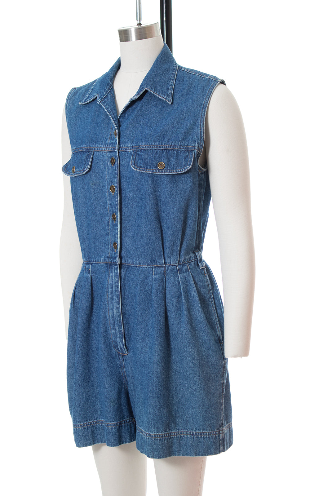 1990s Denim Romper with Pockets