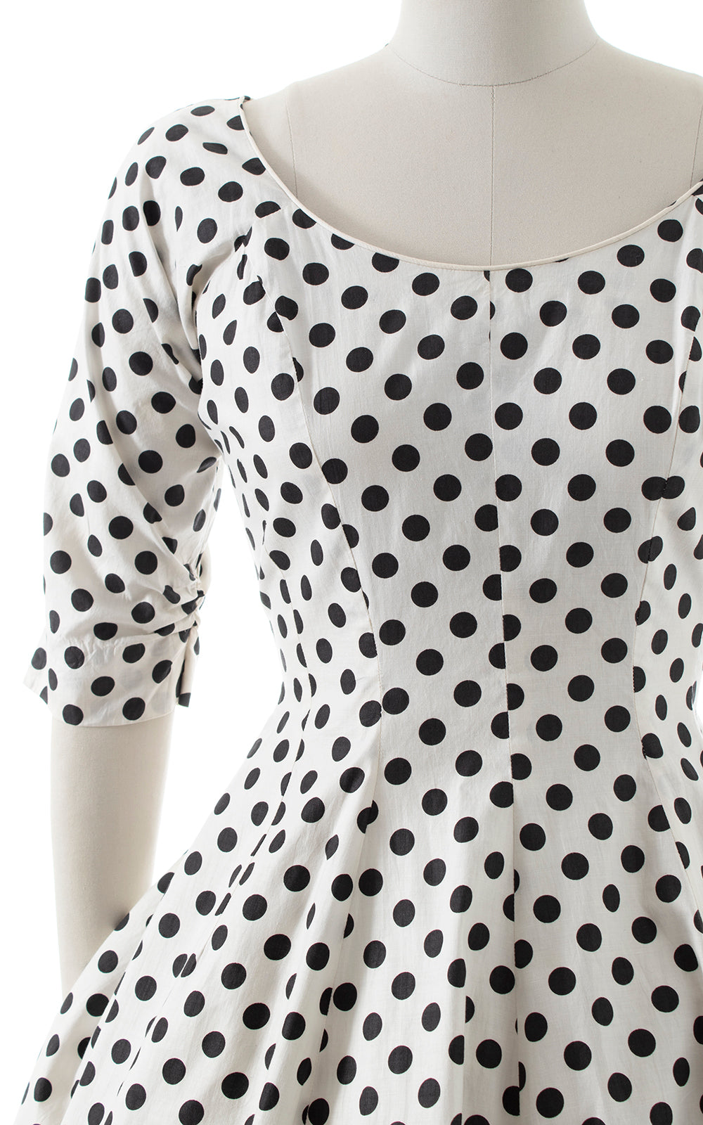 1950s Black Polka Dot Cotton Dress | medium