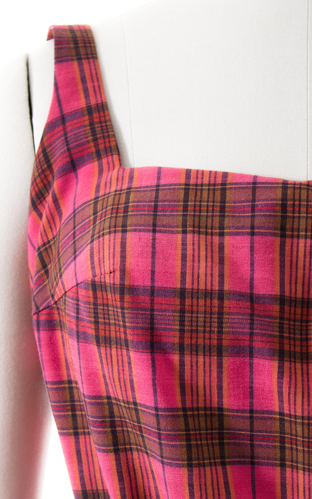 1950s Pink Plaid Cotton Romper