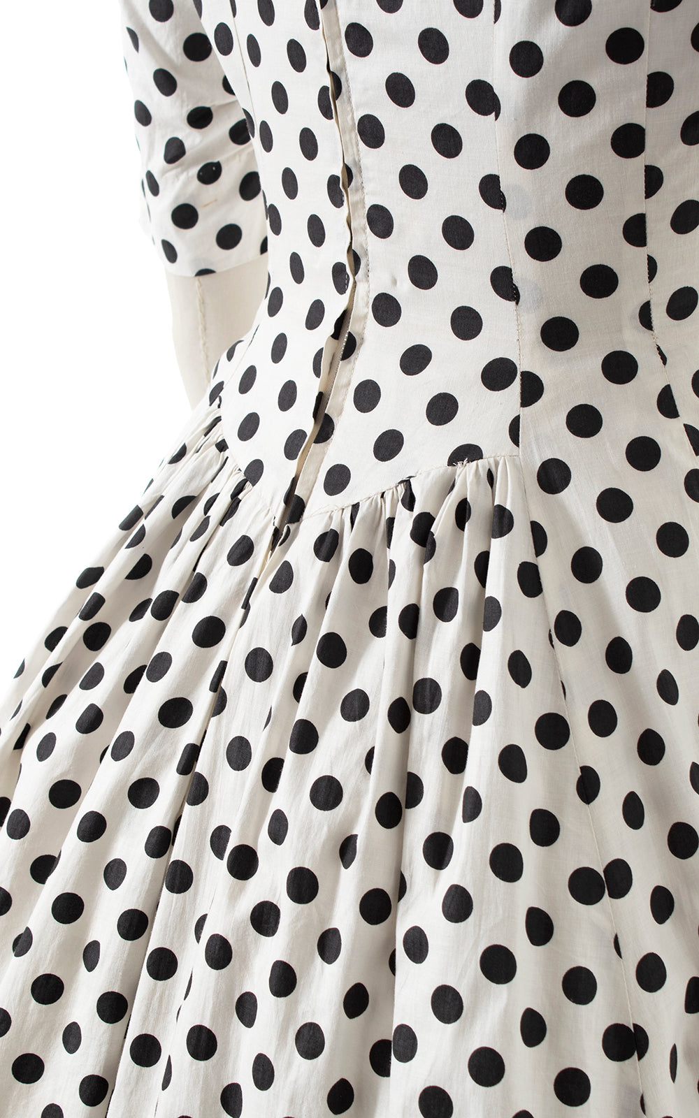1950s Black Polka Dot Cotton Dress | medium
