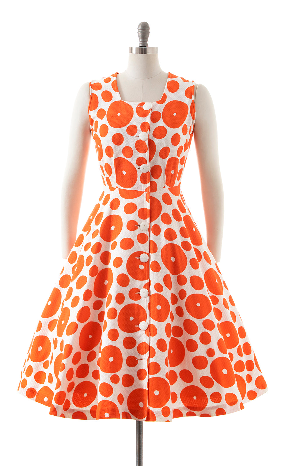1950s Polka Dot Cotton Piqué Shirtwaist Dress | small/medium
