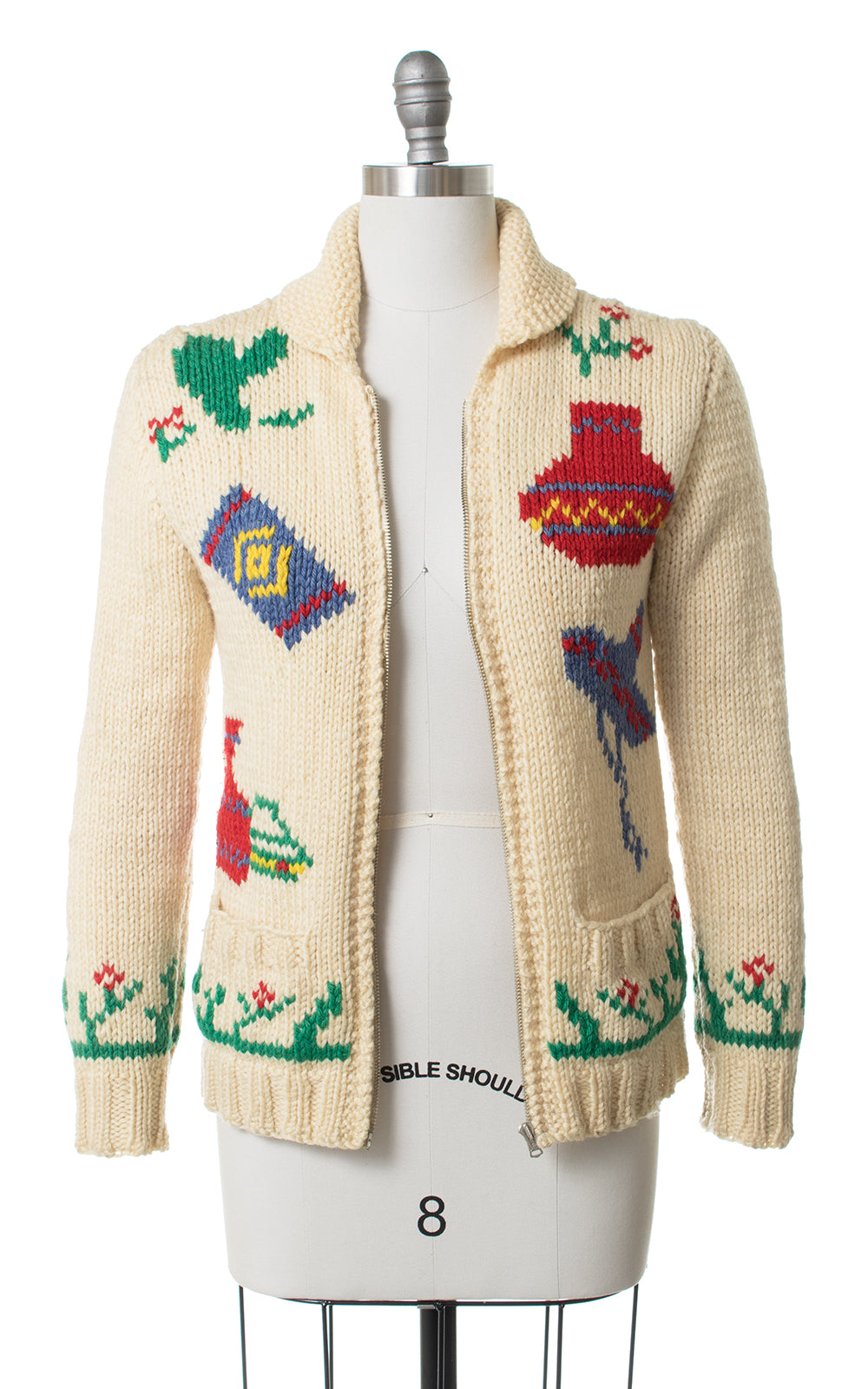 1950s Mexican Novelty Wool Cowichan Cardigan | small/medium