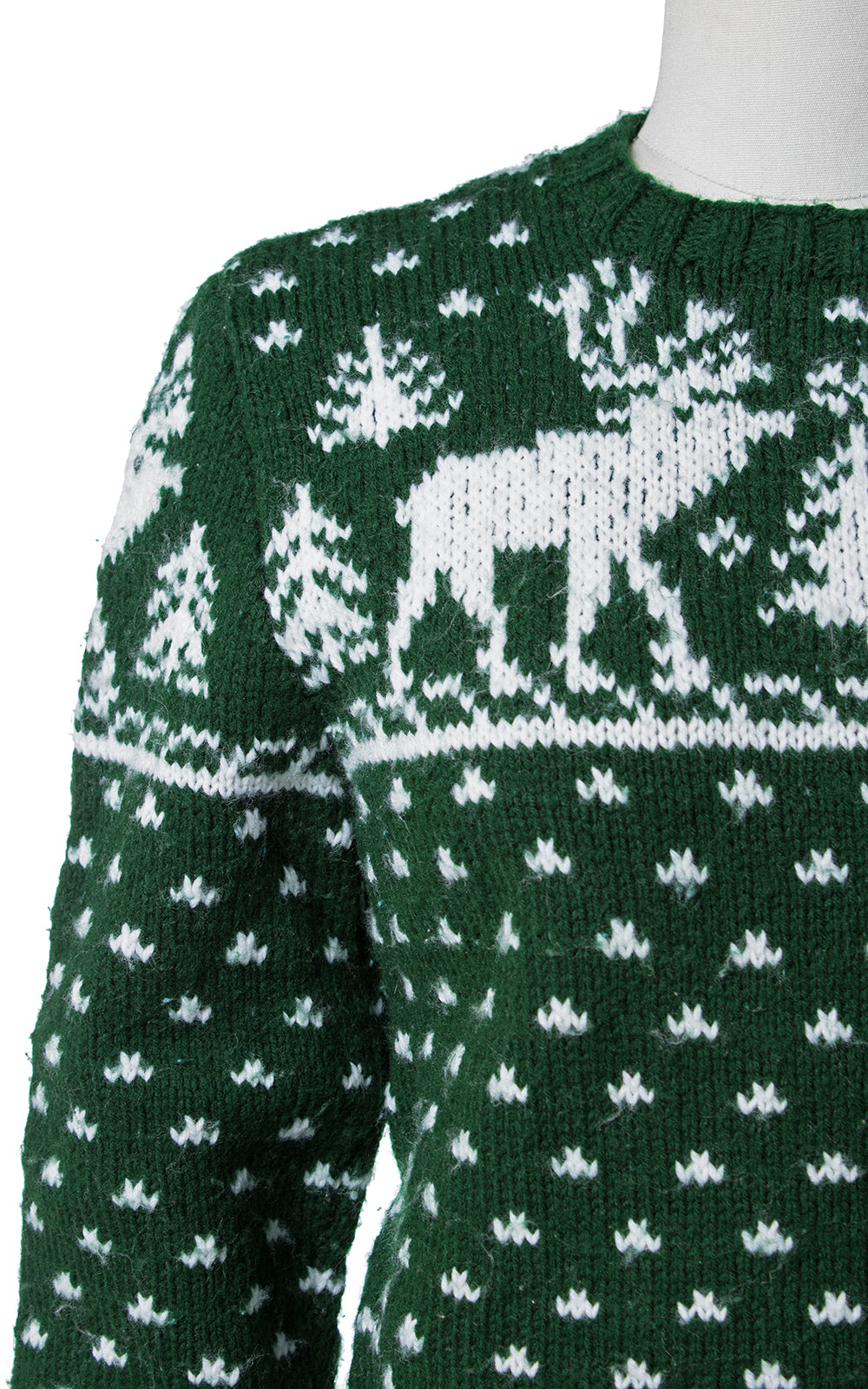 1970s Reindeer & Pine Tree Knit Novelty Sweater