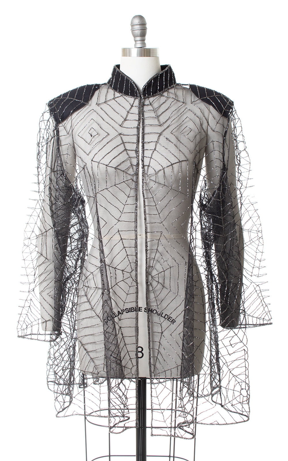 1980s Spiderweb Beaded Mesh Jacket or Swimsuit Coverup