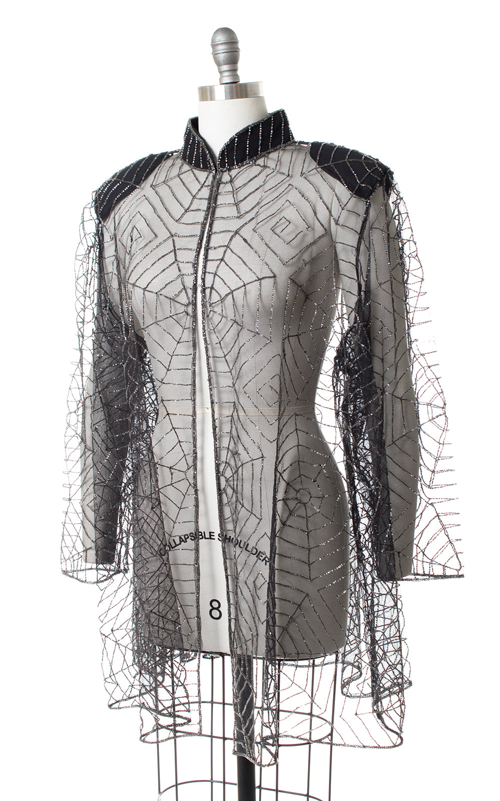 1980s Spiderweb Beaded Mesh Jacket or Swimsuit Coverup