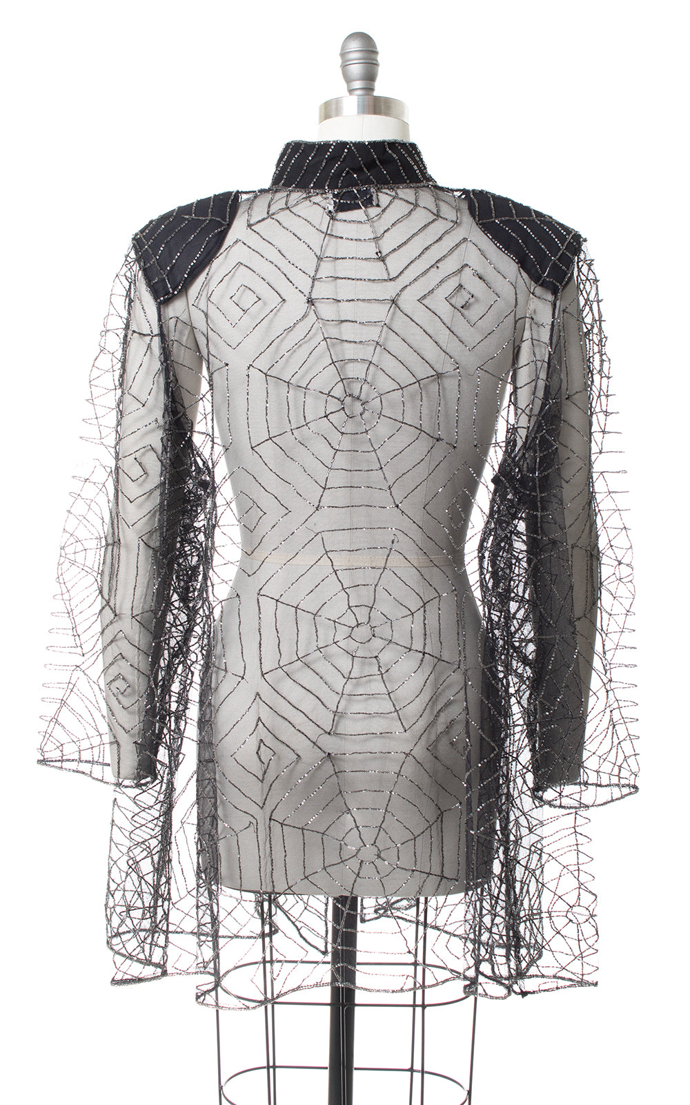 1980s Spiderweb Beaded Mesh Jacket or Swimsuit Coverup