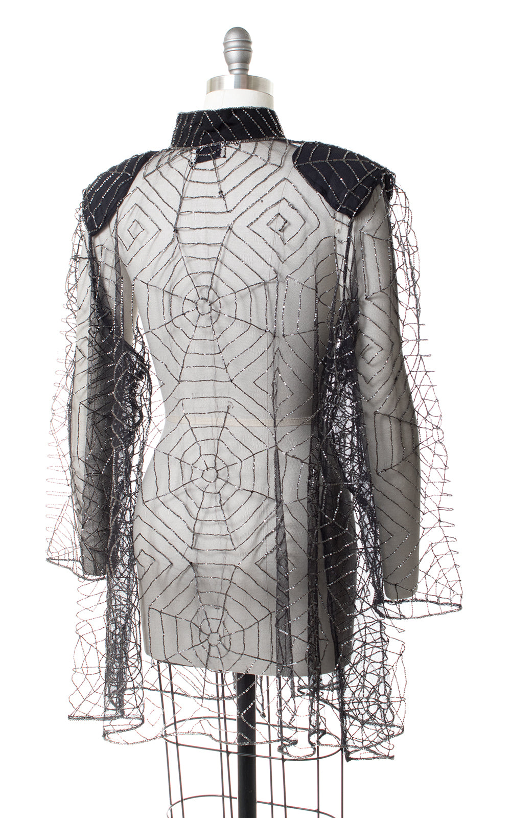 1980s Spiderweb Beaded Mesh Jacket or Swimsuit Coverup