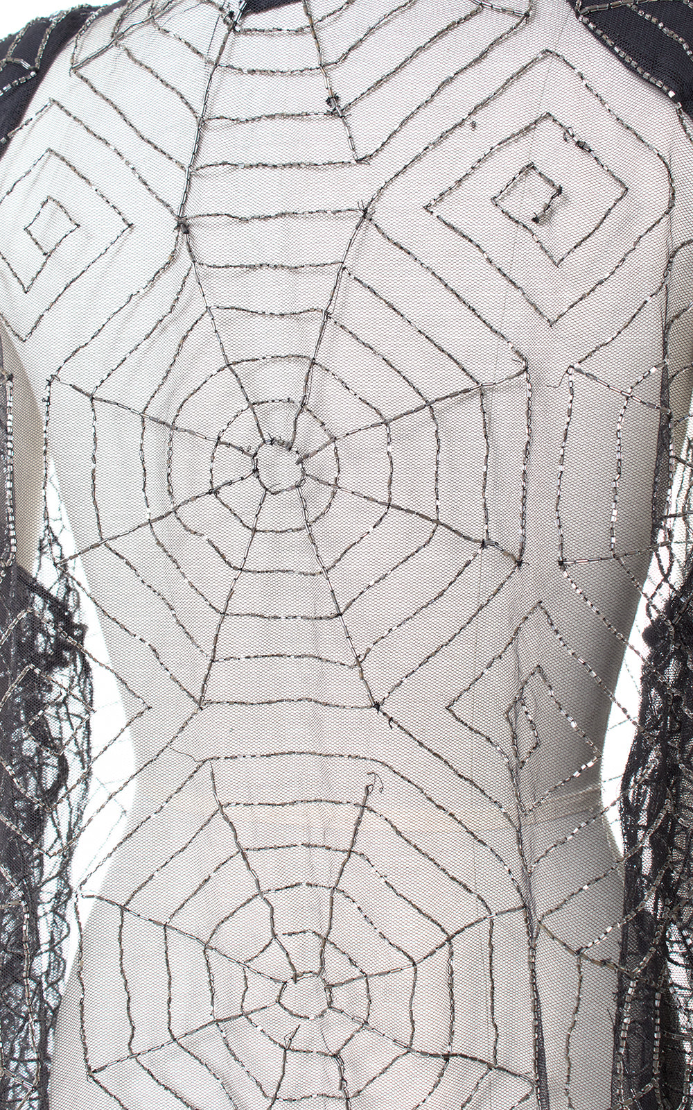 1980s Spiderweb Beaded Mesh Jacket or Swimsuit Coverup